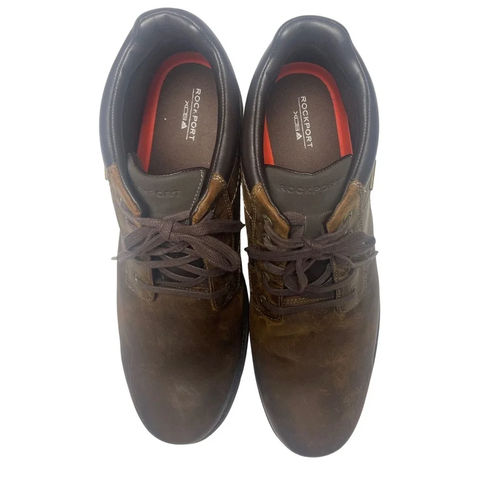 Rockport Storm Surge Waterproof Brown Leather Plain Toe Boots Men's 15